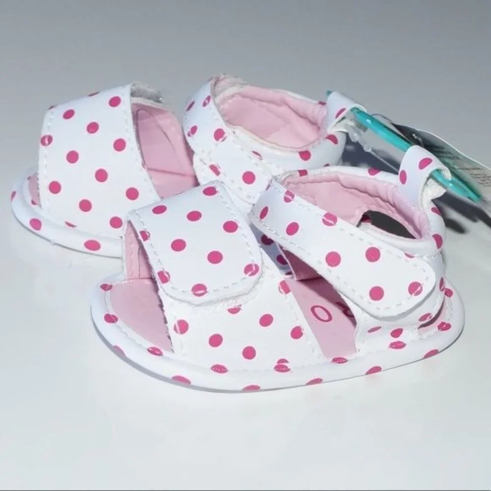Roxy Baby Girl White and Pink Polka Dot Sandals